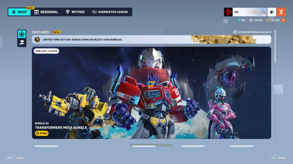 The Overwatch 2 Transformers mega bundle is now live in the shop (Image via esports.gg)