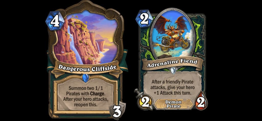 Dangerous Cliffside and Adrenaline Fiend (Images via Blizzard Entertainment)