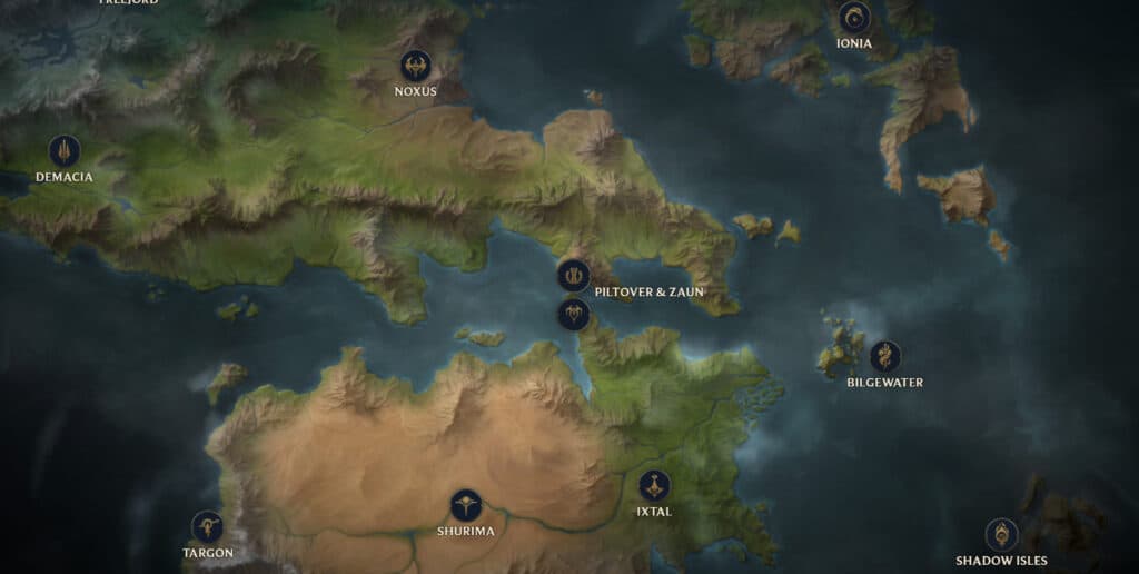 Piltover and Zaun location (Image via Riot Games)