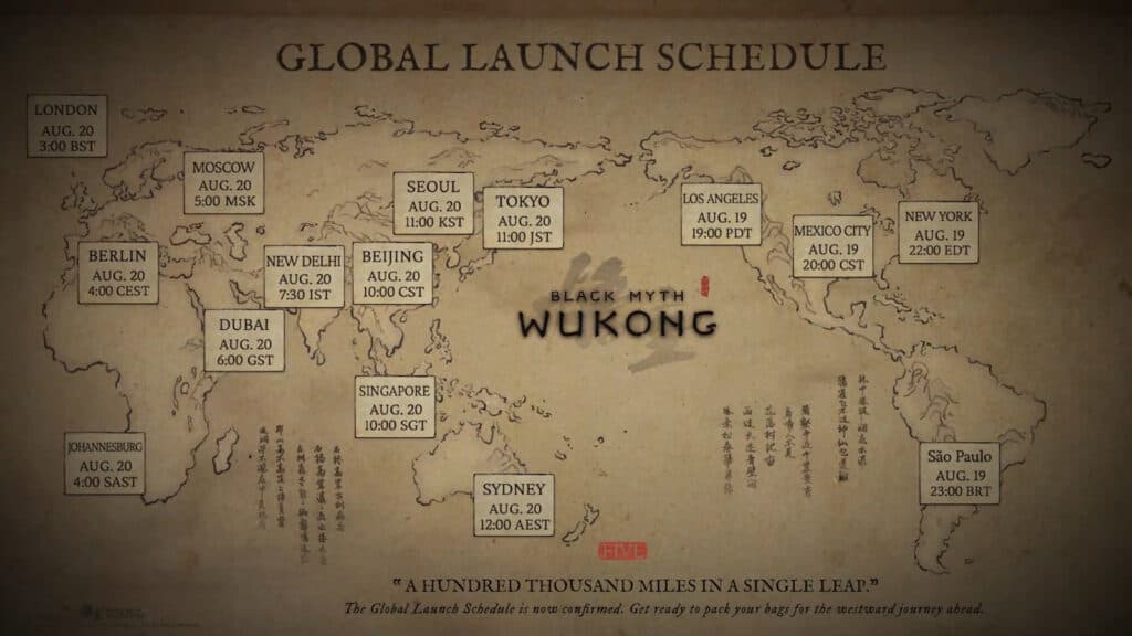 The release time for Black Myth: Wukong