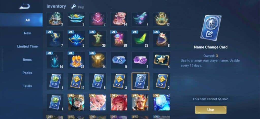 The Name Change Card can only be used once every in 15 days (Image via esports.gg)