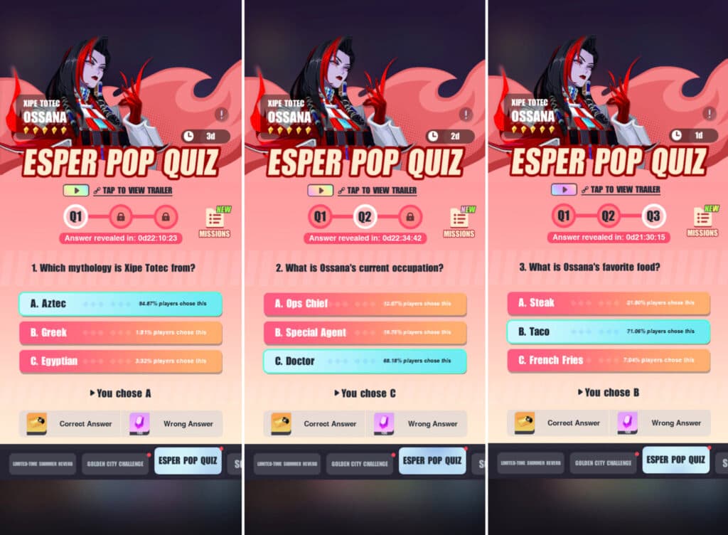 Dislyte Ossana quiz answers (Image via esports.gg)