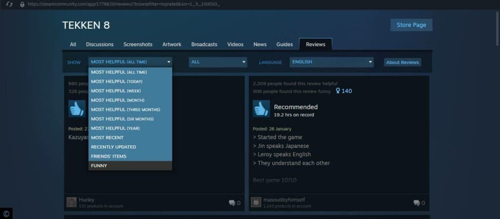 New system of sorting reviews (image via esports.gg)