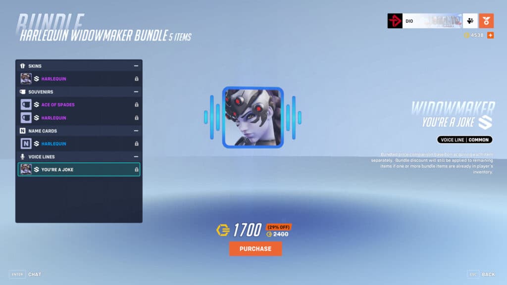Widowmaker You're a Joke voice line (Image via esports.gg)