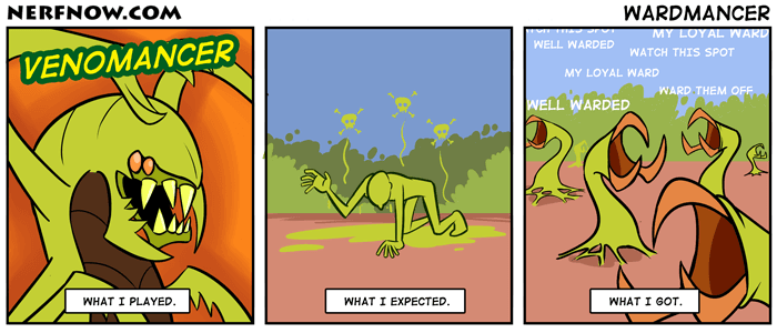 An accurate depiction of what playing Venomancer felt like pre-Plague Carrier (Via <a href="https://www.nerfnow.com/comic/950/comments/">Nerfnow</a>)