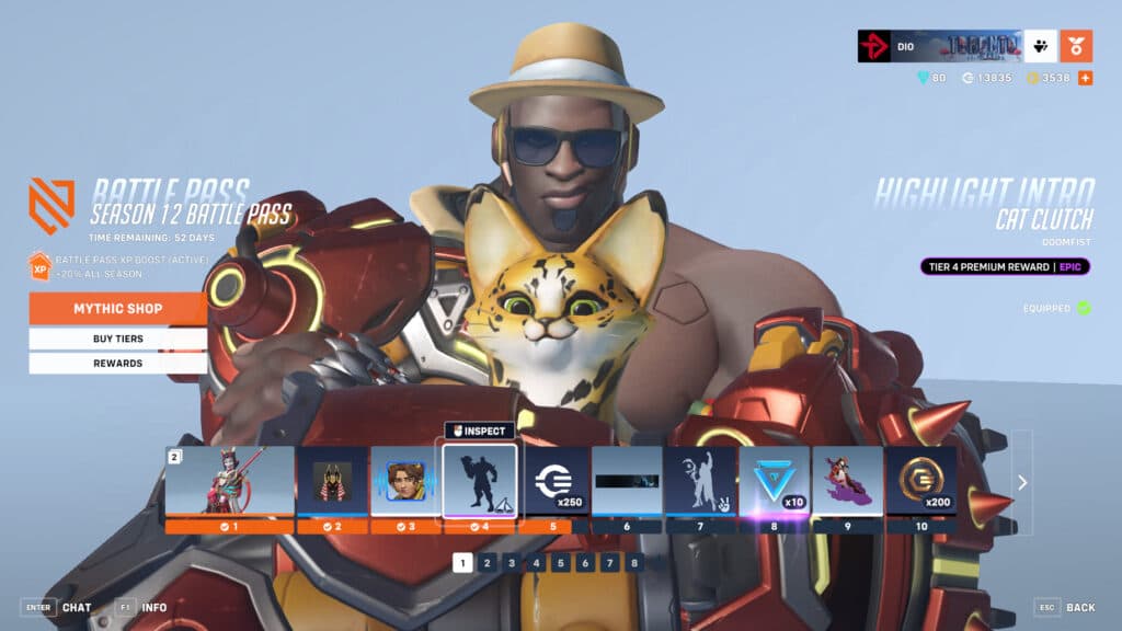 The Doomfist Cat Clutch highlight intro is an Overwatch 2 Season 12 Battle Pass reward (Image via esports.gg)