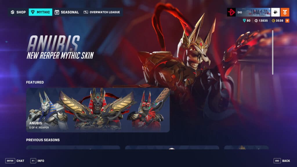 Anubis Reaper mythic skin (Image via esports.gg)