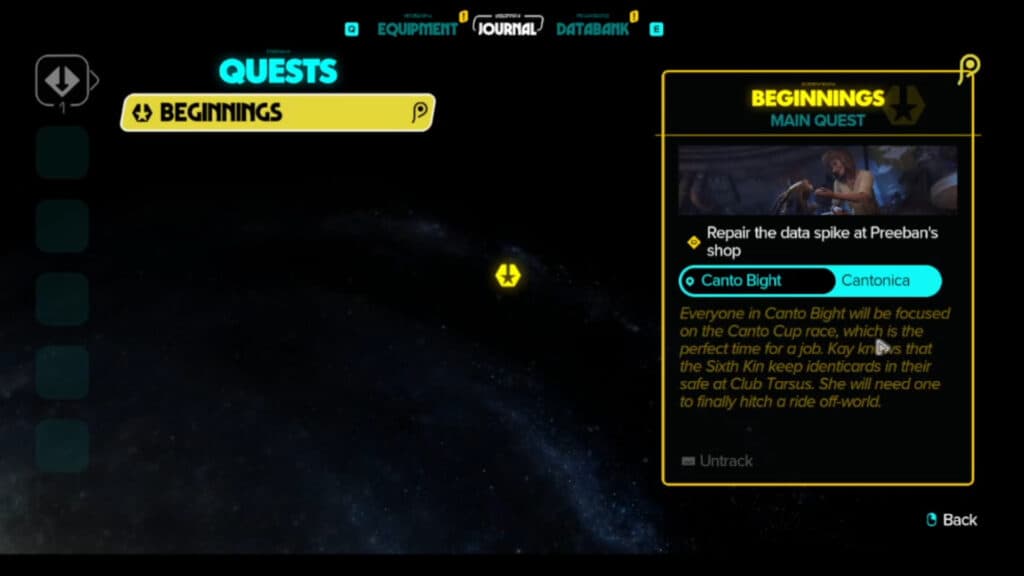Star Wars Outlaws Beginnings quest screenshot (Image via esports.gg)