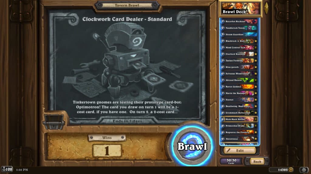 Clockwork Card Dealer Tavern Brawl (Image via esports.gg)