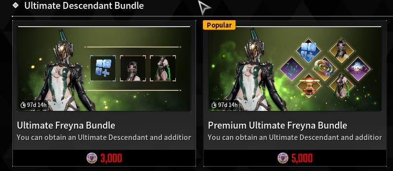 Two Ultimate Freyna bundles are available in the Shop (Screenshot via esports.gg)