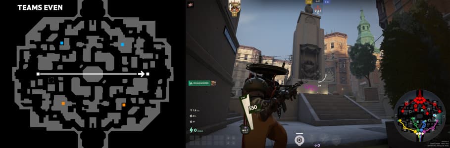 The urn pickup location when teams are even (Image via Valve)