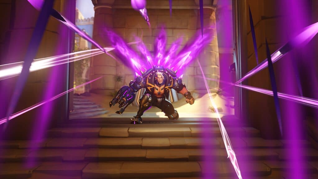 Hazard gameplay screenshot featuring his Downpour ultimate in Overwatch 2 (Image via Blizzard Entertainment)