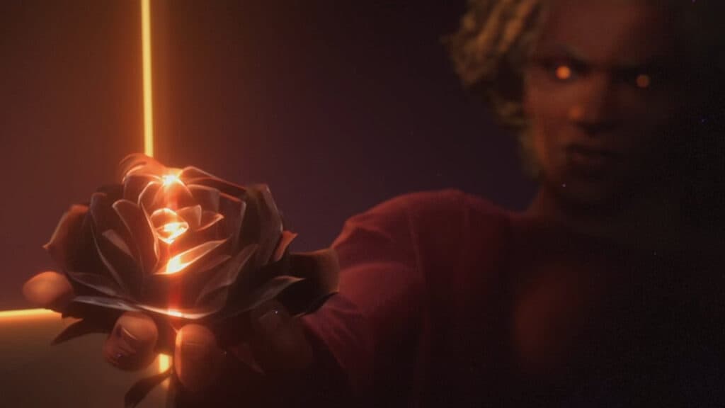 Ambessa with a black rose and yellow eyes (Image via Netflix)