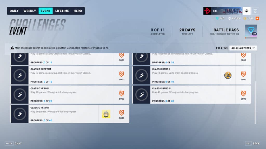 Overwatch Classic rewards (Image via esports.gg)