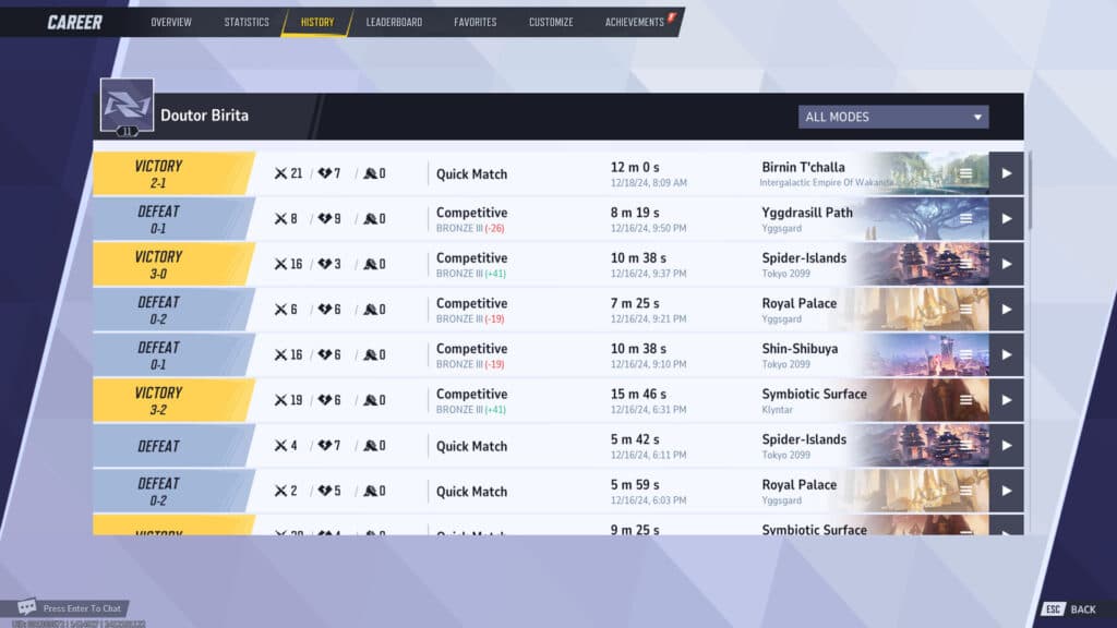 Pick the match you want to replay (Screenshot by esports.gg via NetEase Games)