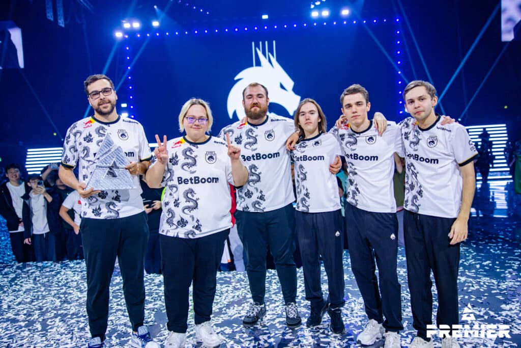 <em>Team Spirit won the Perfect World Shanghai Major. Image Credit: BLAST Premier</em>