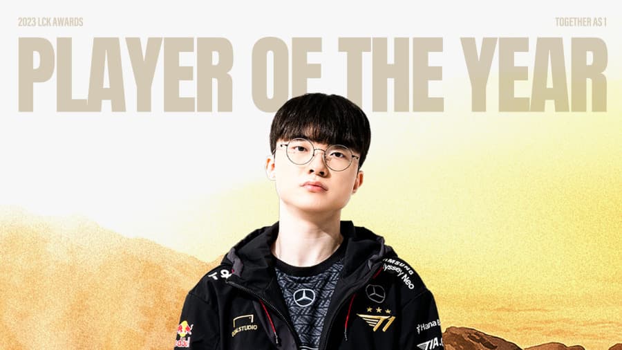 Faker named Player of the Year during the annual 2023 LCK Awards (image via T1 LoL)