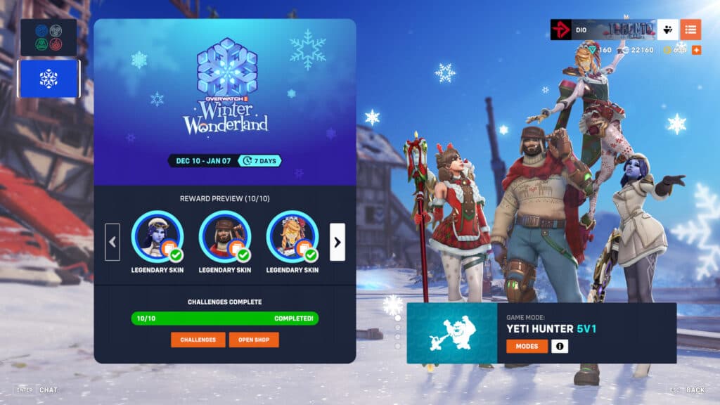 Overwatch 2's Winter Wonderland 2024 event feature free skins (Image via esports.gg)