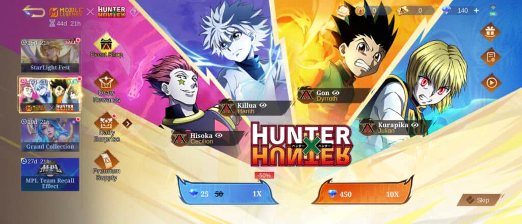 MLBB Hunter x Hunter: The event page (image via esports.gg(