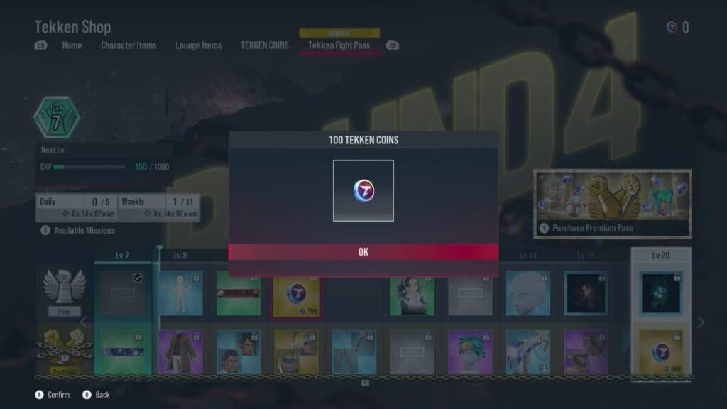 100 TEKKEN Coins as a free level 10 reward (Image via esports.gg)