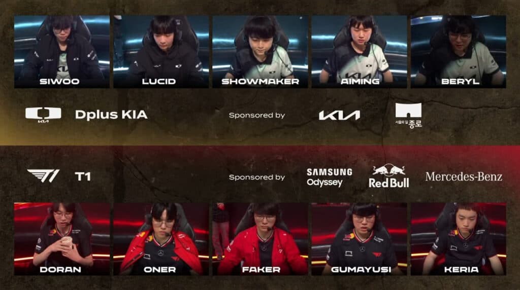 DK versus T1 on the second day of 2025 LCK Cup Group Battle, Jan. 16 (Image via esports.gg)