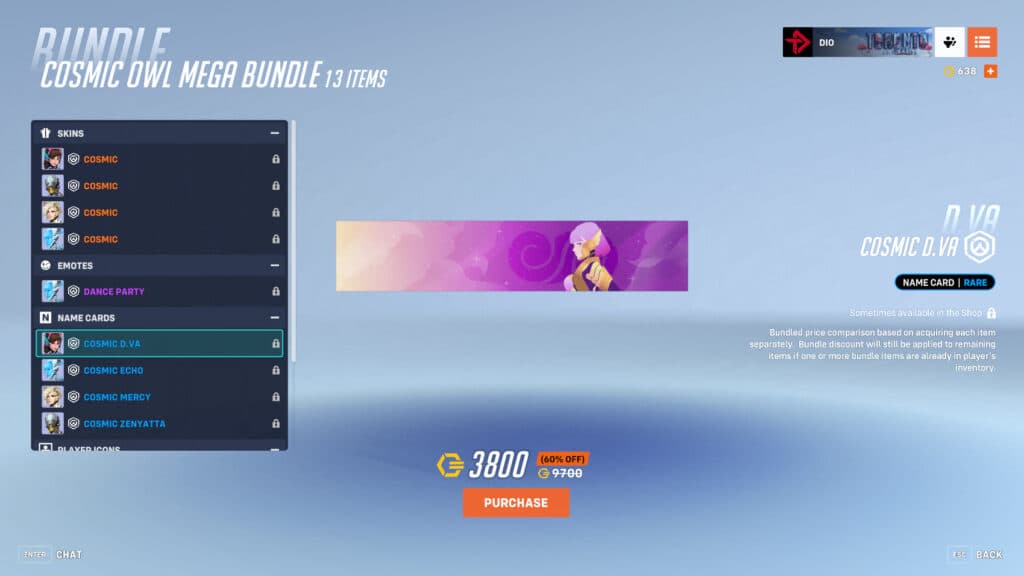 Cosmic D.Va name card (Image via esports.gg)