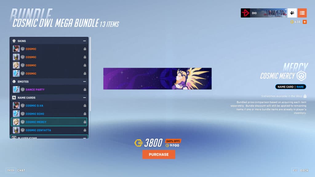 Cosmic Mercy name card (Image via esports.gg)