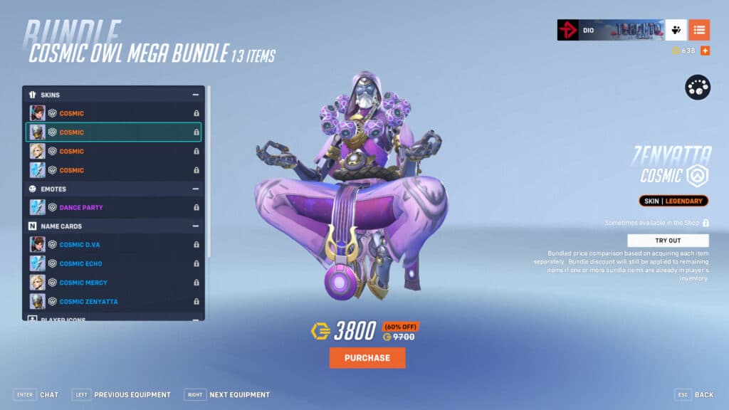 Cosmic Zenyatta skin (Image via esports.gg)