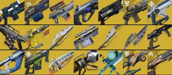 21 Exotic weapons are getting adjusted in Episode: Heresy. (Image via Tiermaker. Remix by esports.gg)