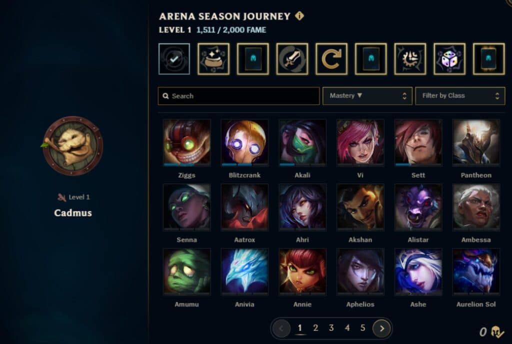 Fame progression in LoL Arena 2025 (Image via Riot Games)