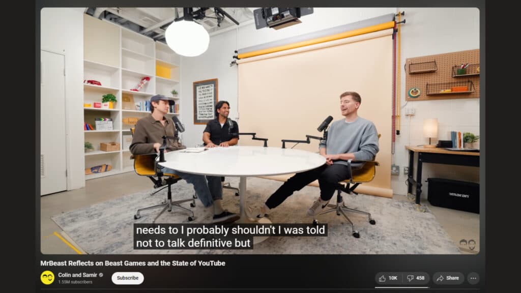 Screenshot of MrBeast talking about Beast Games Season 2 and more (Screenshot via esports.gg)