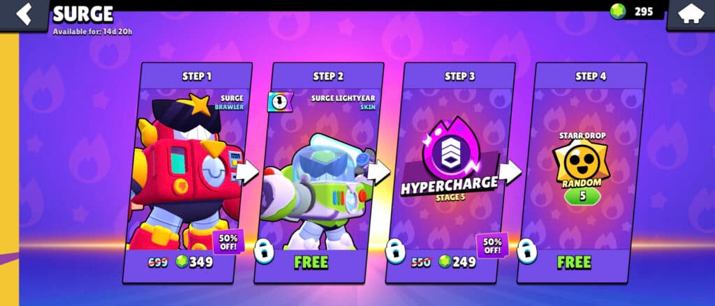 Surge Lightyear in the Brawl Stars shop (Image via esports.gg)