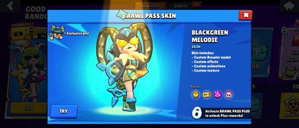Blackgreen Melodie Melodie in the Brawl Pass Good Randoms (image via esports.gg)
