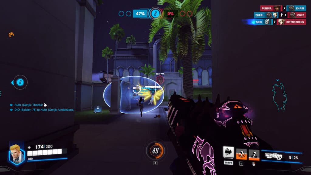 Screenshot of Symmetra's Photon Barrier in Overwatch Classic (Image via esports.gg)