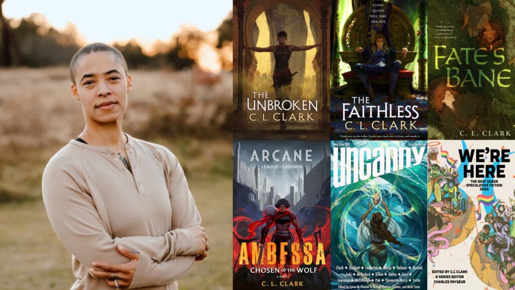 C. L. Clark and some of her novels (Image via C. L. Clark | Edit via esports.gg)