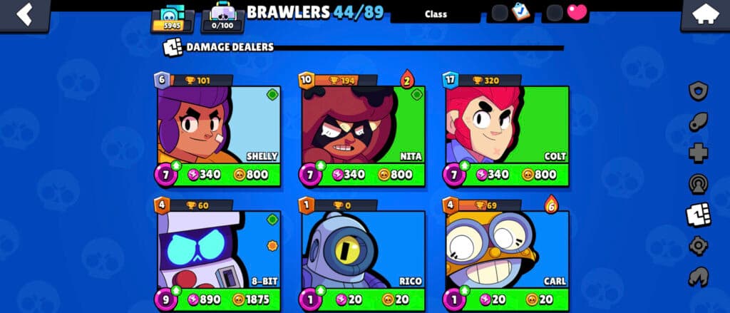 Damage dealers in Brawl Stars (image via esports.gg)