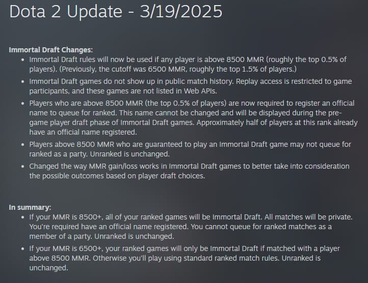 Dota 2 Immortal Draft update (Image via <a href="https://store.steampowered.com/news/app/570/view/537722458840499889">Valve</a>)