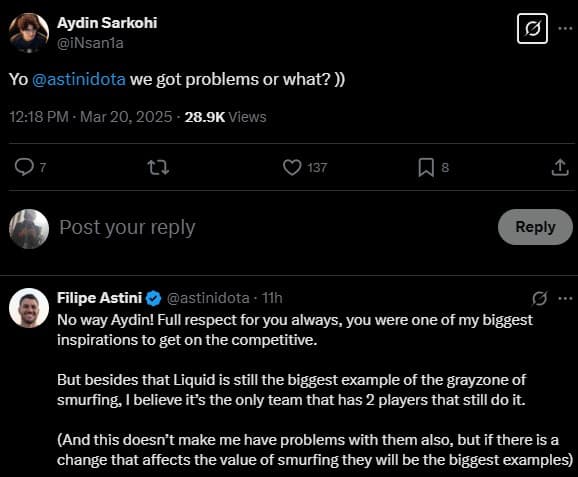 Insania questions Astini (image via X)