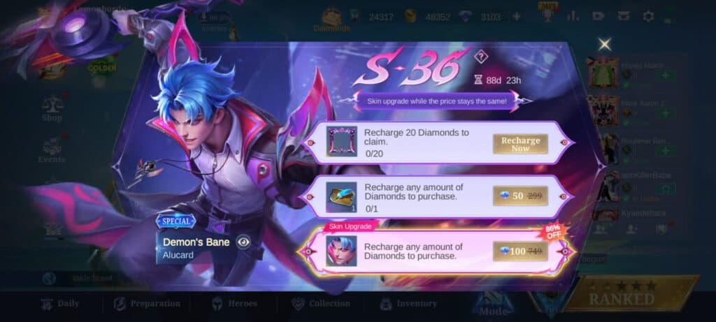Every season, you can purchase a Name Change Card in MLBB. (Image via esports.gg)