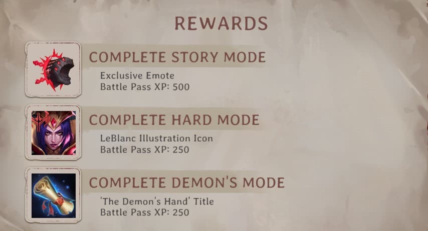The Demon's Hand rewards (image via esports.gg)