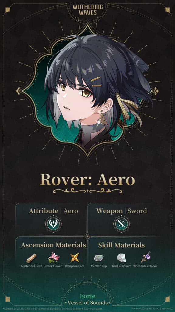 Attributes and materials of Rover Aero (image via Kuro Games)