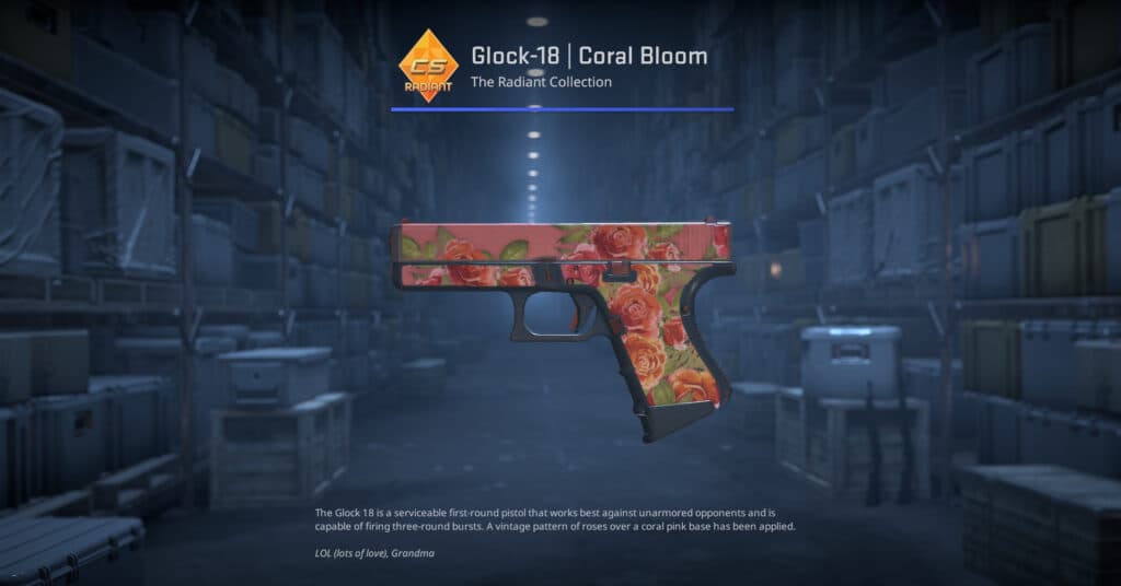 Glock-18 Coral Bloom. (Screenshot by esports.gg)