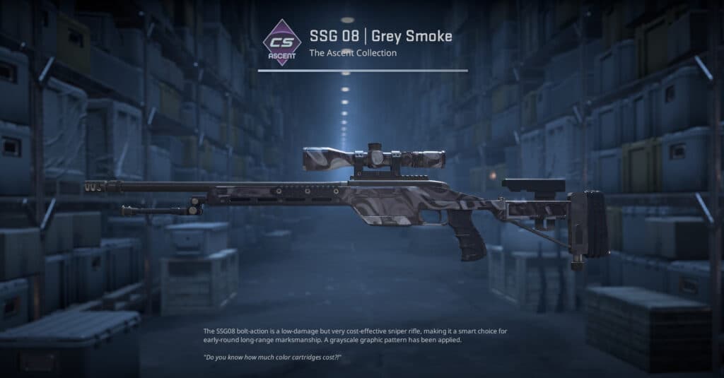 SSG 08 Grey Smoke. (Screenshot by esports.gg)