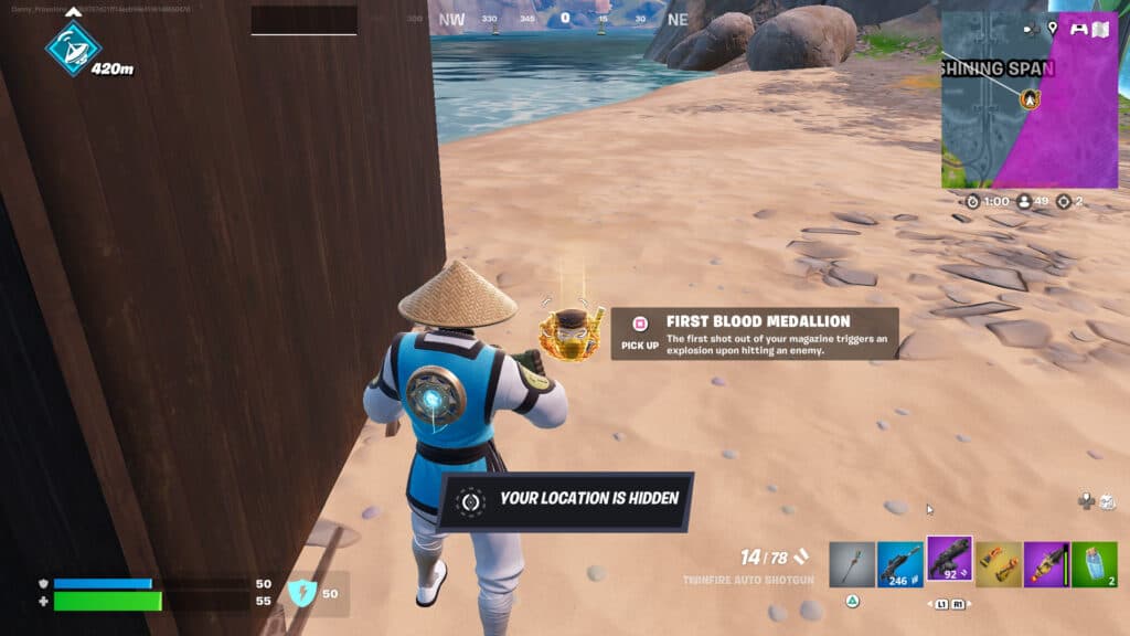 Finding the First Blood Medallion in Fortnite (Image via esports.gg)