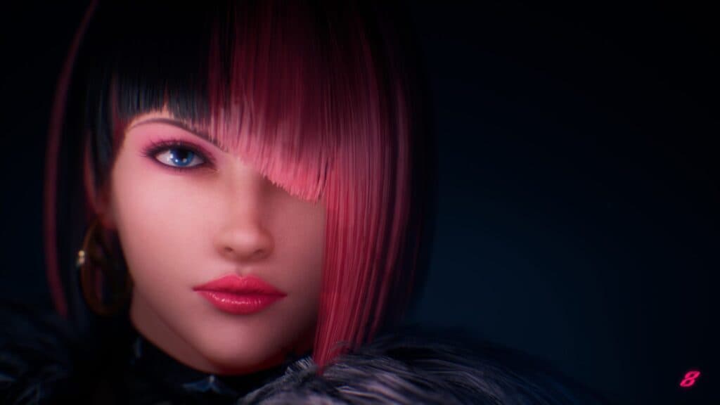 Season 2 character Anna from Tekken 8 in the Main Menu