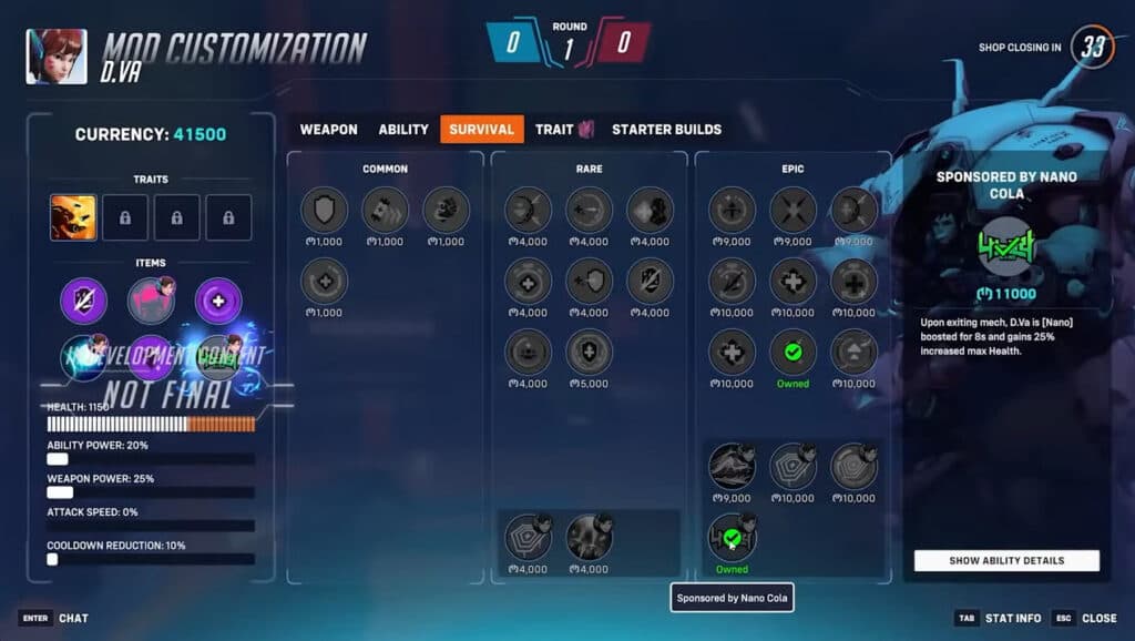 D.Va mod customization in Stadium (Image via <a href="https://www.reddit.com/r/Competitiveoverwatch/comments/1inxwmv/overwatch_stadium/">u/PoggerMemesReturns</a>)