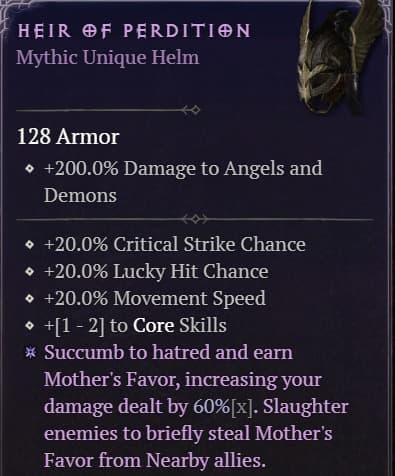 Heir of Perdition (Image via <a href="https://www.wowhead.com/diablo-4/item/heir-of-perdition-2059799" target="_blank" rel="noreferrer noopener">Wowhead</a>)