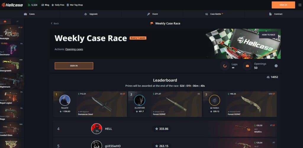 You can show off that gold pull from your case opening! (Screenshot by esports.gg)