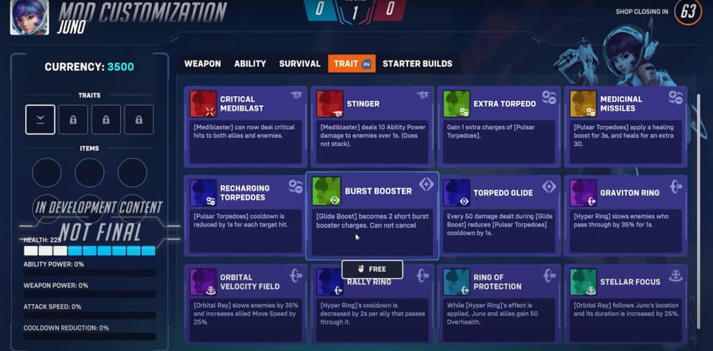 Juno mod customization in Overwatch 2 Stadium (Image via <a href="https://youtu.be/GriqfAR3VKE" target="_blank" rel="noreferrer noopener">Blizzard Entertainment</a>)