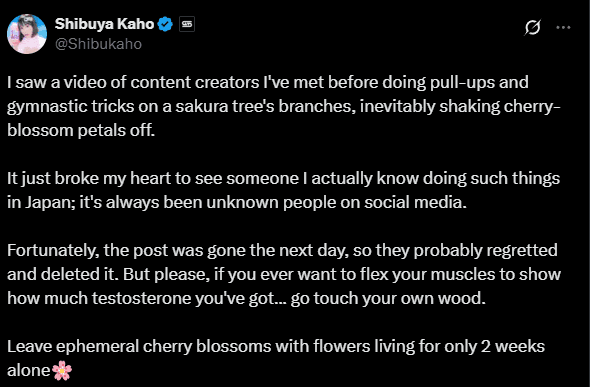 Kaho Shibuya calls out streamers (image via <a href="https://x.com/Shibukaho/status/1908278663591940129" target="_blank" rel="noreferrer noopener">X</a>)